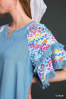 Linen Top With Flutter Sleeves