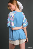 Linen Top With Flutter Sleeves