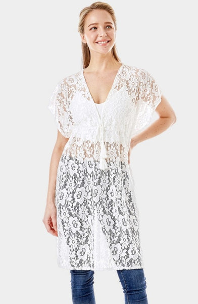 Lace Swim Cover Up Pull Over