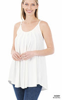 Pleated Cami with Adjustable Straps - Ivory