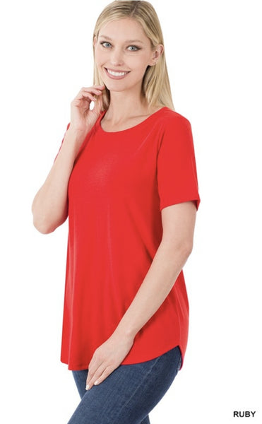 Short Sleeve Essential T Shirt- Ruby