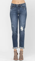 Destroyed Cuffed Slim Fit Jeans