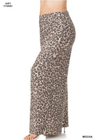 Leopard Print Wide Leg Pants- Mocha