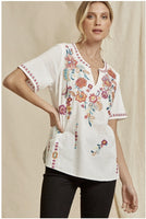 Short Sleeve Embroidered Top