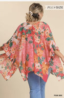 Sheer Floral Print Kimono