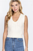 Cable Sweater Knit Vest -Ivory
