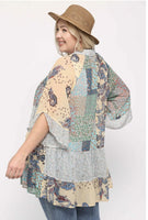 Mixed Print Top/Kimono