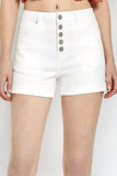 Button Fly Turn Back Cuff Shorts-White